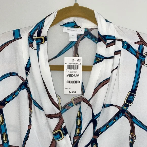 🆕 CHARTER CLUB 3/4 sleeves blouse - Picture 2 of 5
